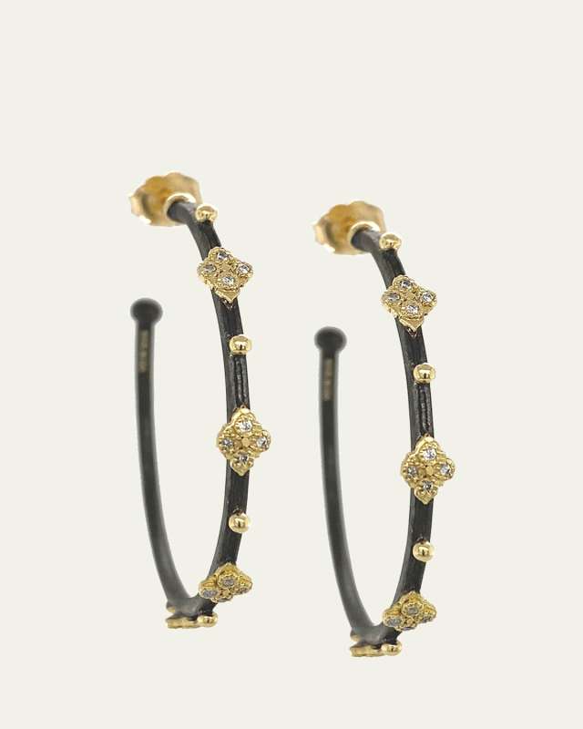 Old World Crivelli Diamond Hoop Earrings - 35 mm